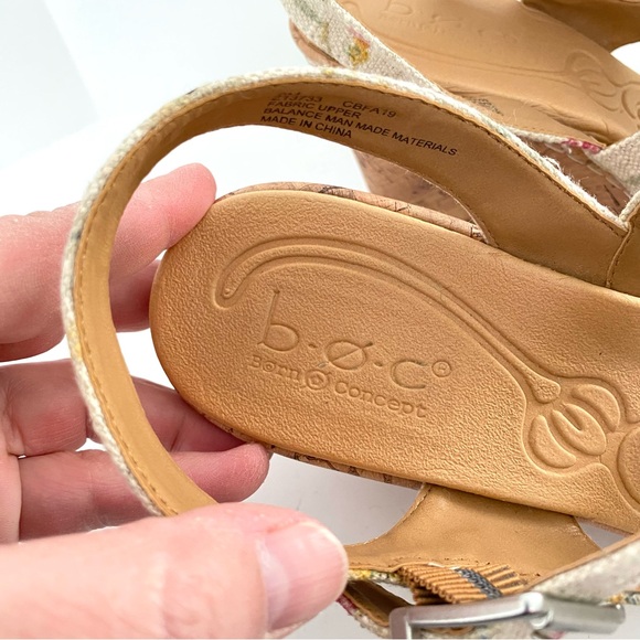 b.o.c Born Concepts Schirra Platform Wedge Heel Sandals Floral Canvas Size 9M - Picture 11 of 17
